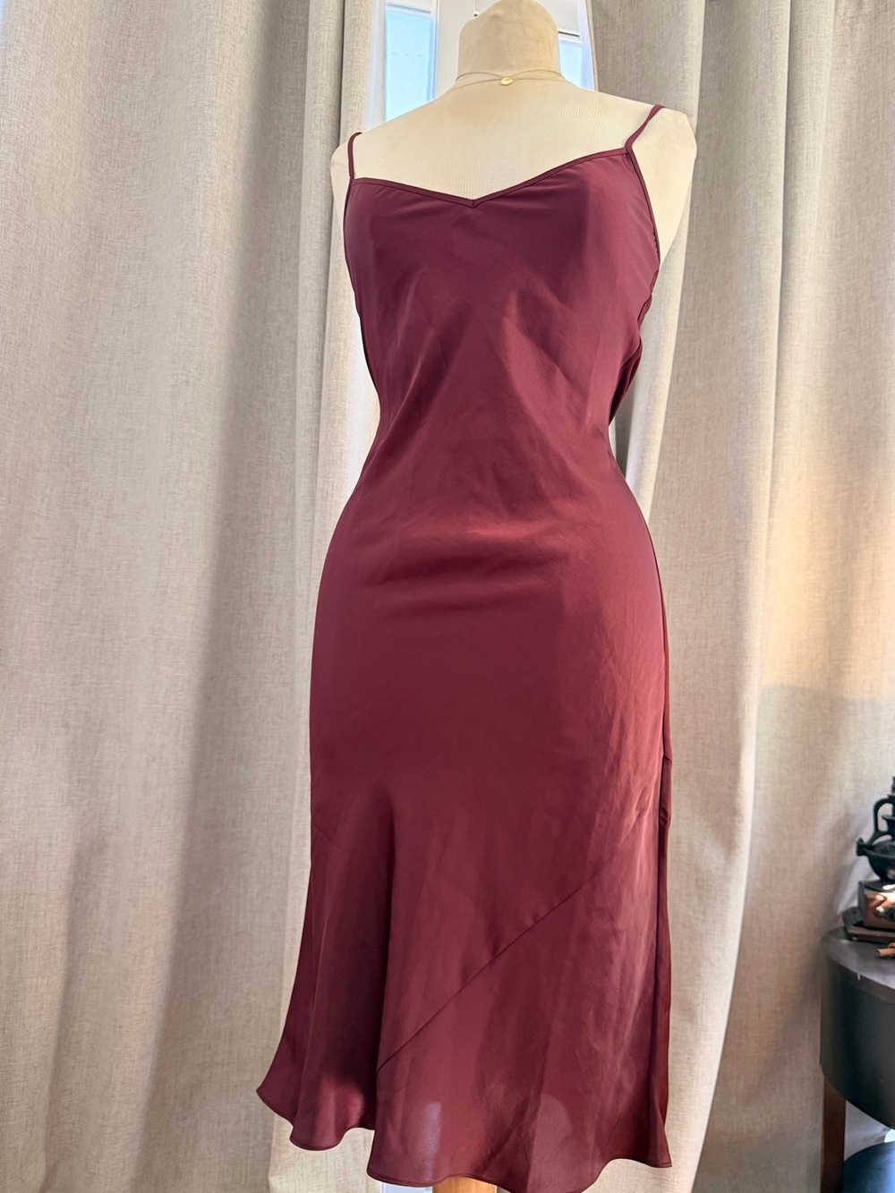 Aritzia Burgundy Slip Midi Dress
